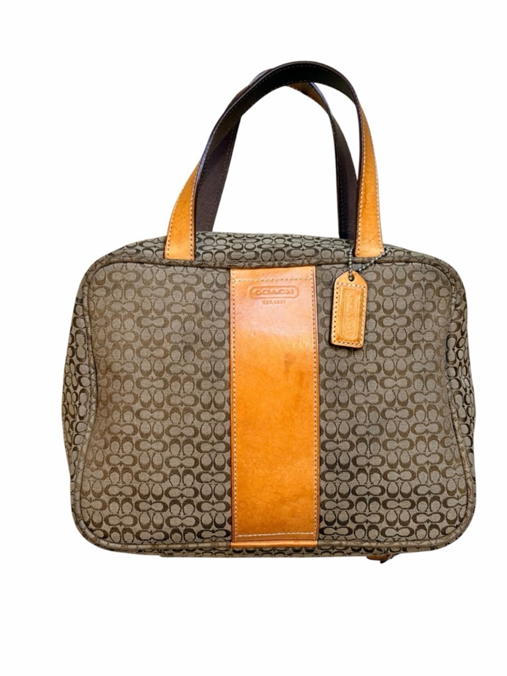 Coach 1941 Signature Canvas Top Handle Cosmetic Makeup Bag